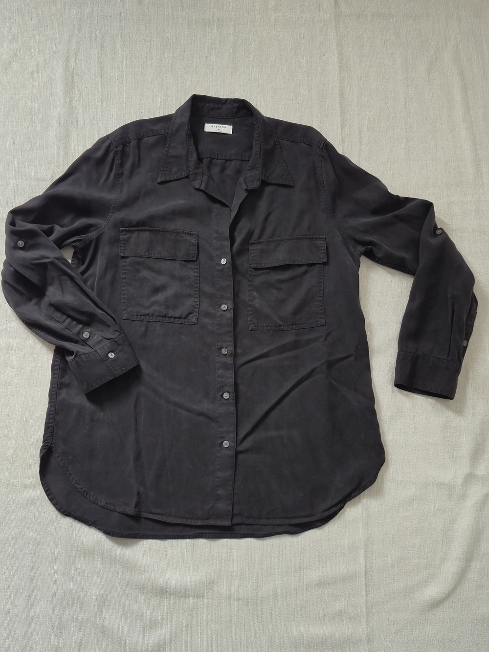 Babaton Charcoal Black Long-Sleeve Button-Down Utility Shirt